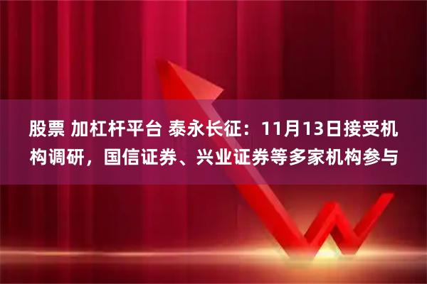 股票 加杠杆平台 泰永长征：11月13日接受机构调研，国信证券、兴业证券等多家机构参与